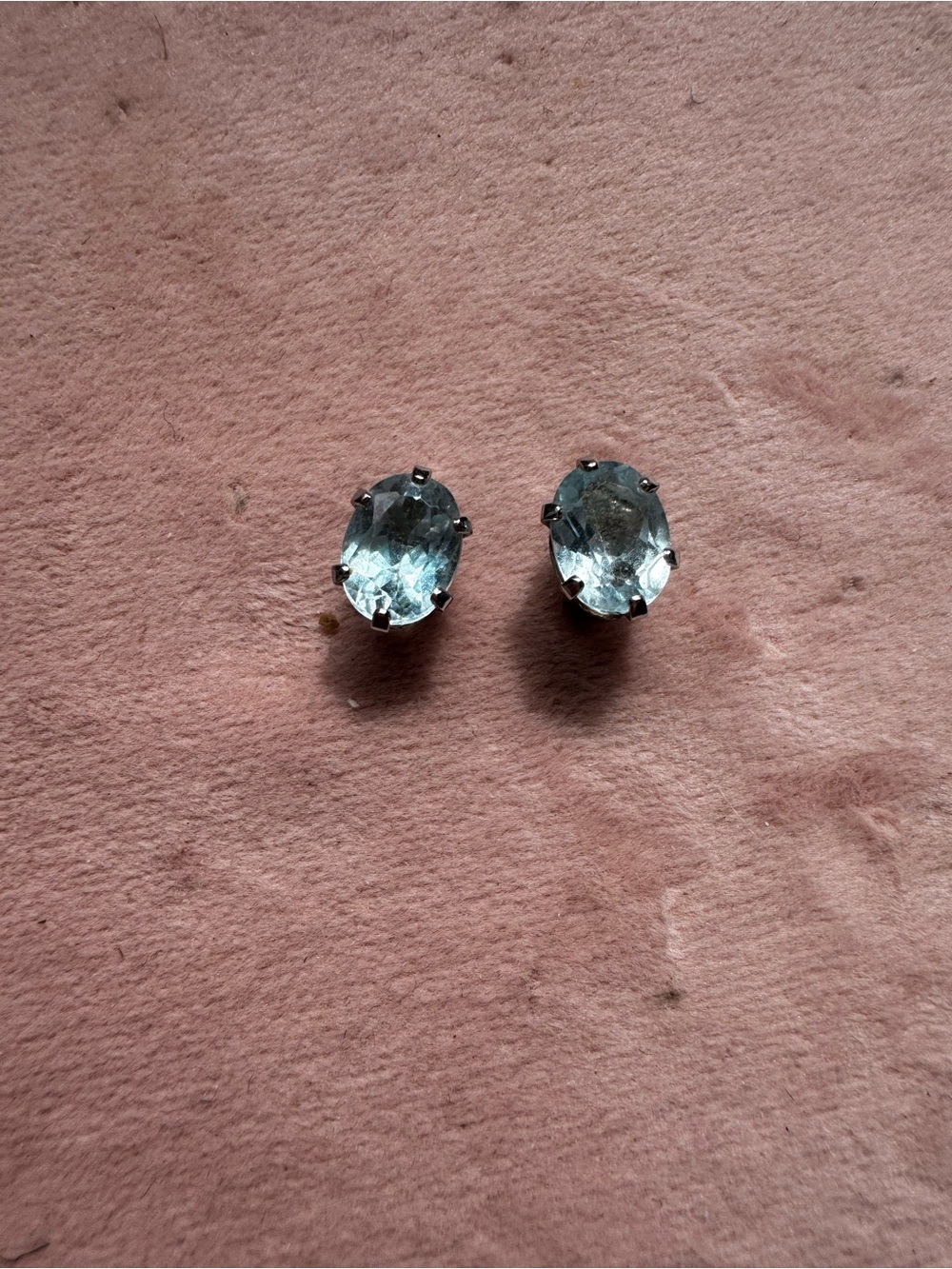 Source Unknown Blue Topaz Silver Oval Stud Earrings
